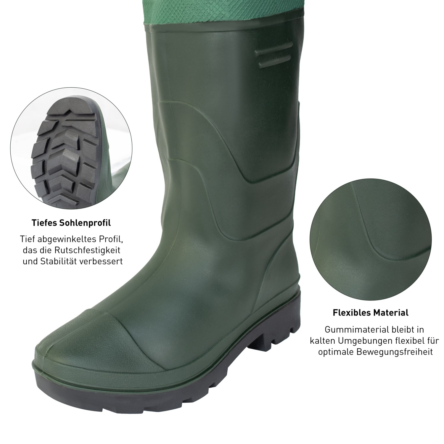 Wathose Anglerhose Angelhose Watstiefel Watthose PVCGummi Teichhose mit Stiefel