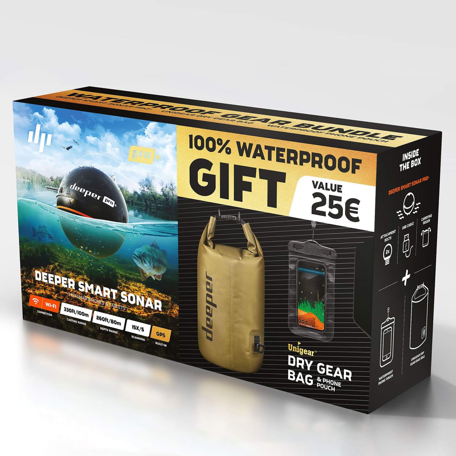 Deeper Deeper Smart Sonar Pro + WIFI + GPS Geber, incl. Drybag und ...