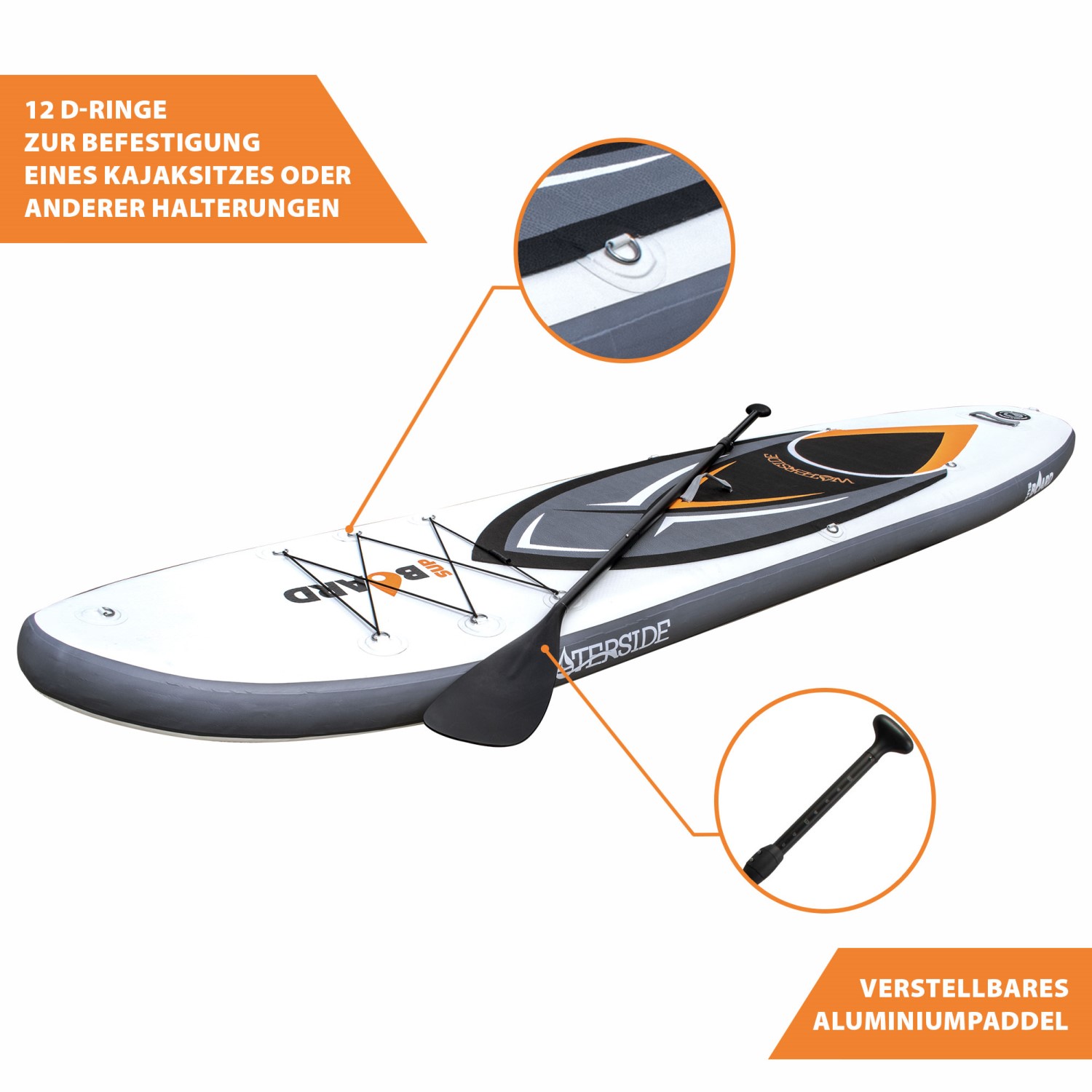 Waterside SUP Board 3.0 X-Bay Set Stand Up Paddle aufblasbar Surfboard Paddling - Produktbild 3