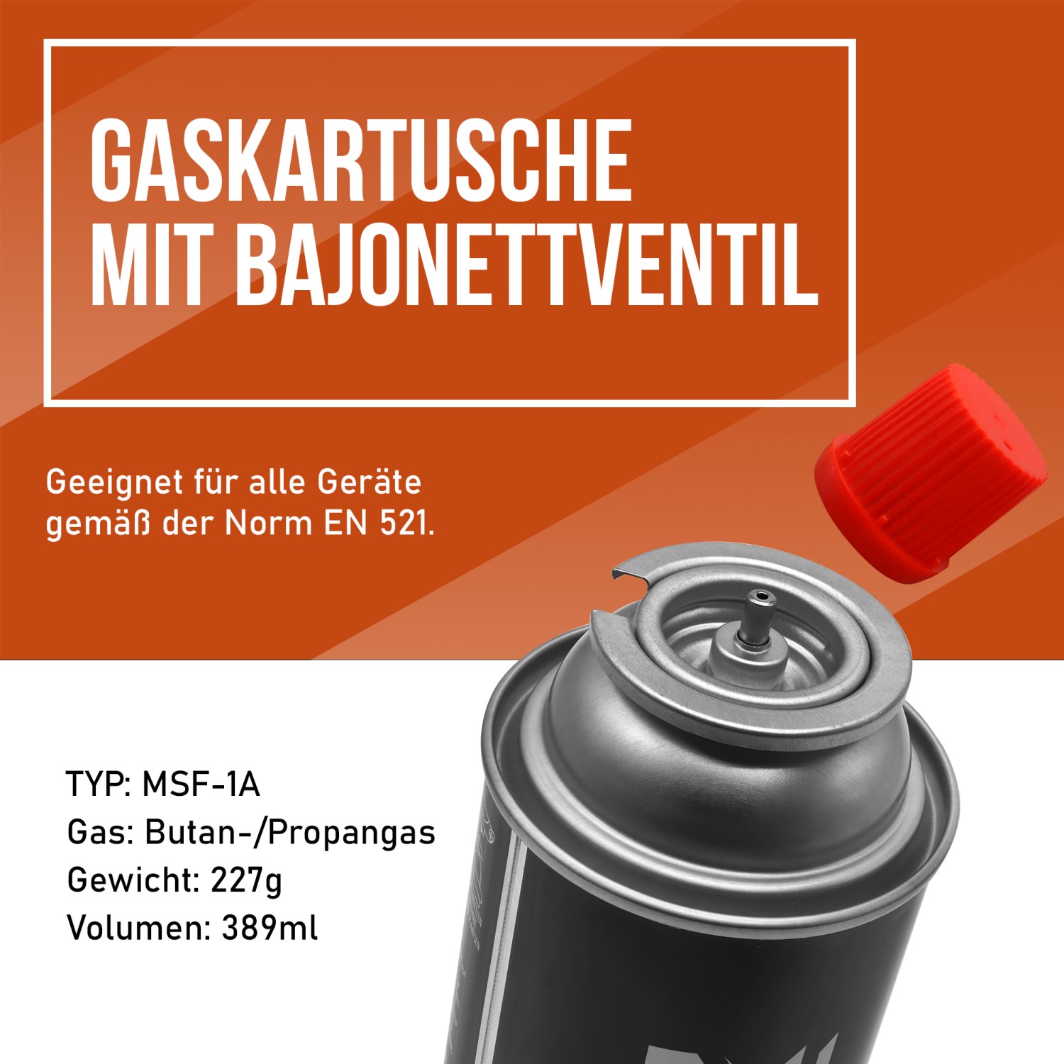 Butan Gaskartusche Ventilkartusche für Heizung Kocher Abflammgeräte 227g MSF-1A - Produktbild 1