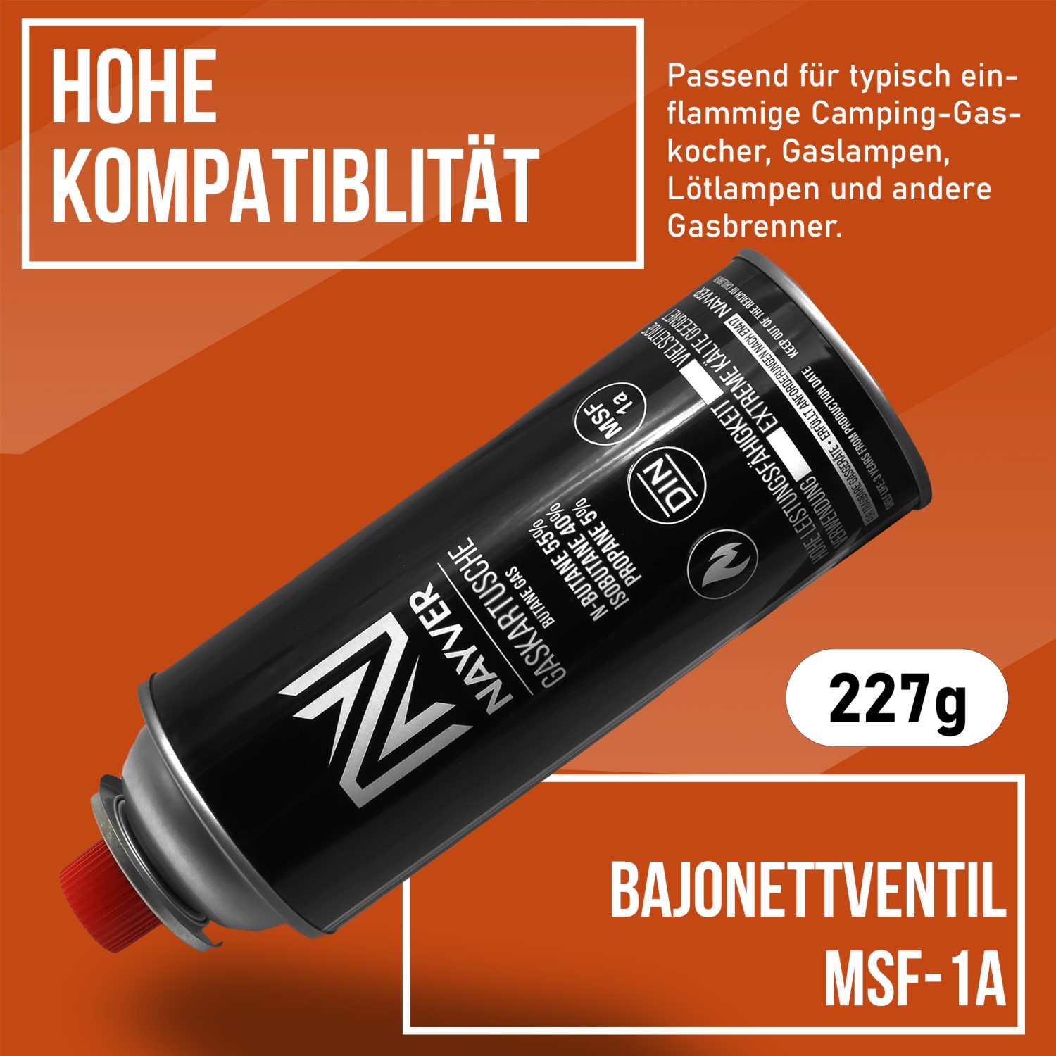 Butan Gaskartusche Ventilkartusche für Heizung Kocher Abflammgeräte 227g MSF-1A - Produktbild 4