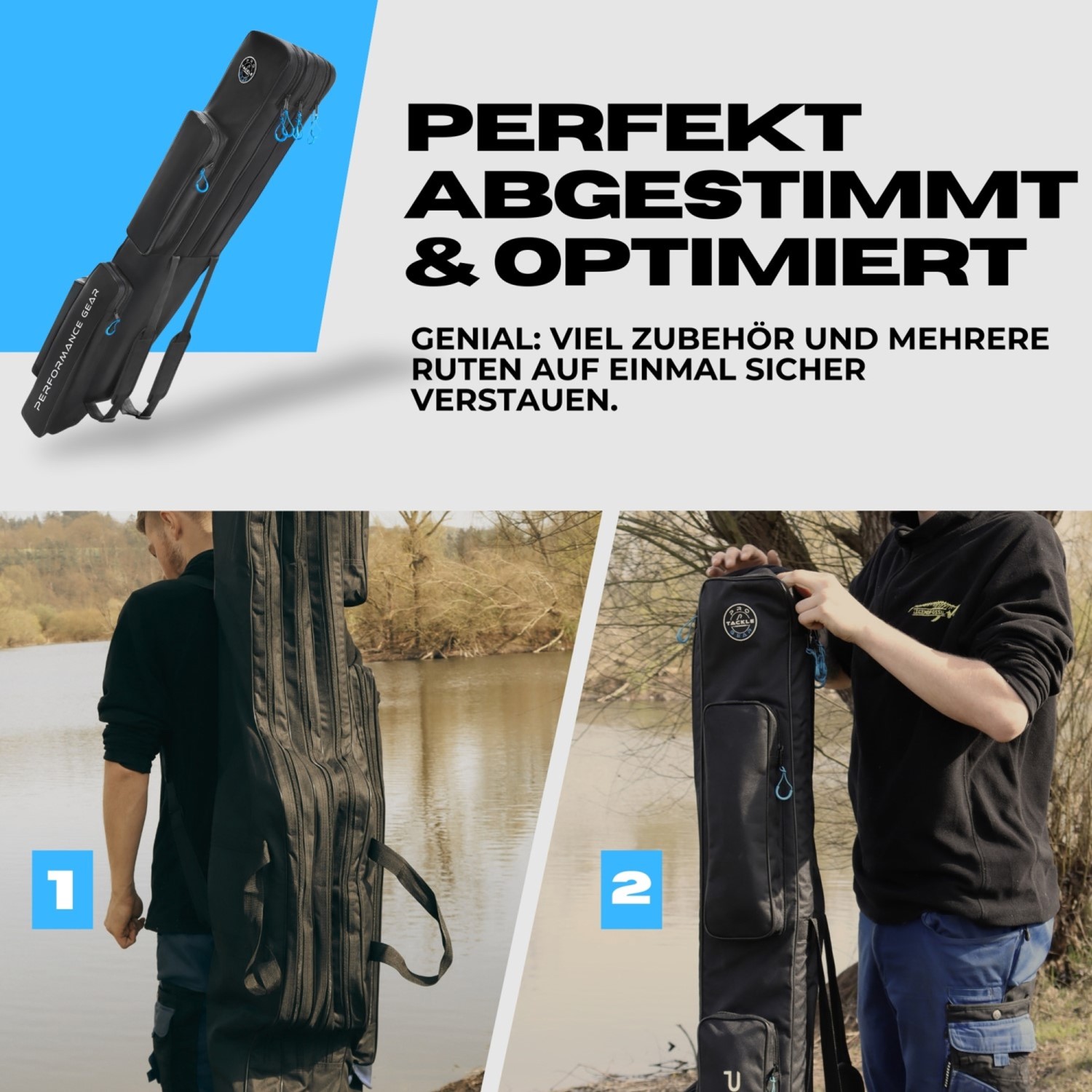 Pro Tackle Futteral für 3 montierte Ruten I Rutenfutteral I Dreifachfutteral