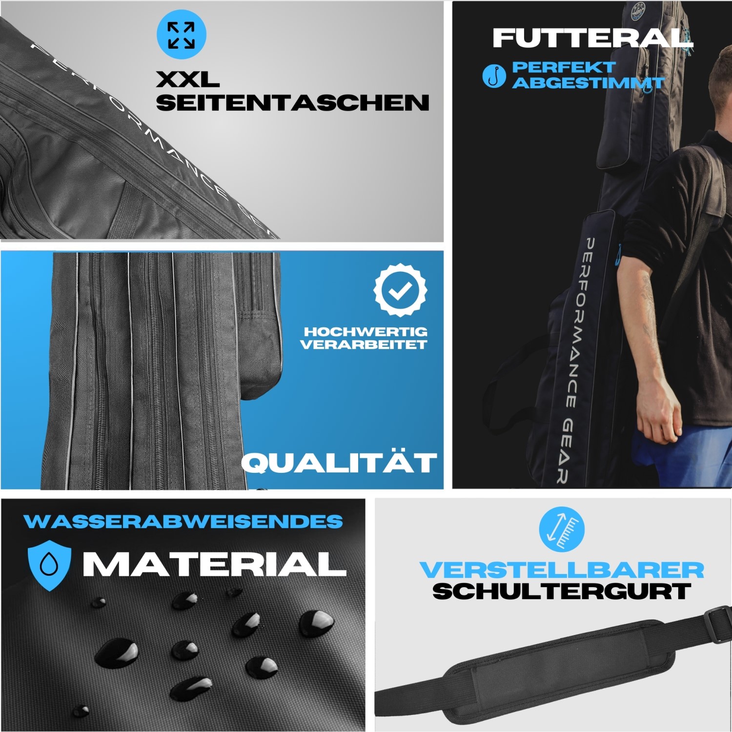 Pro Tackle Futteral für 3 montierte Ruten I Rutenfutteral I Dreifachfutteral