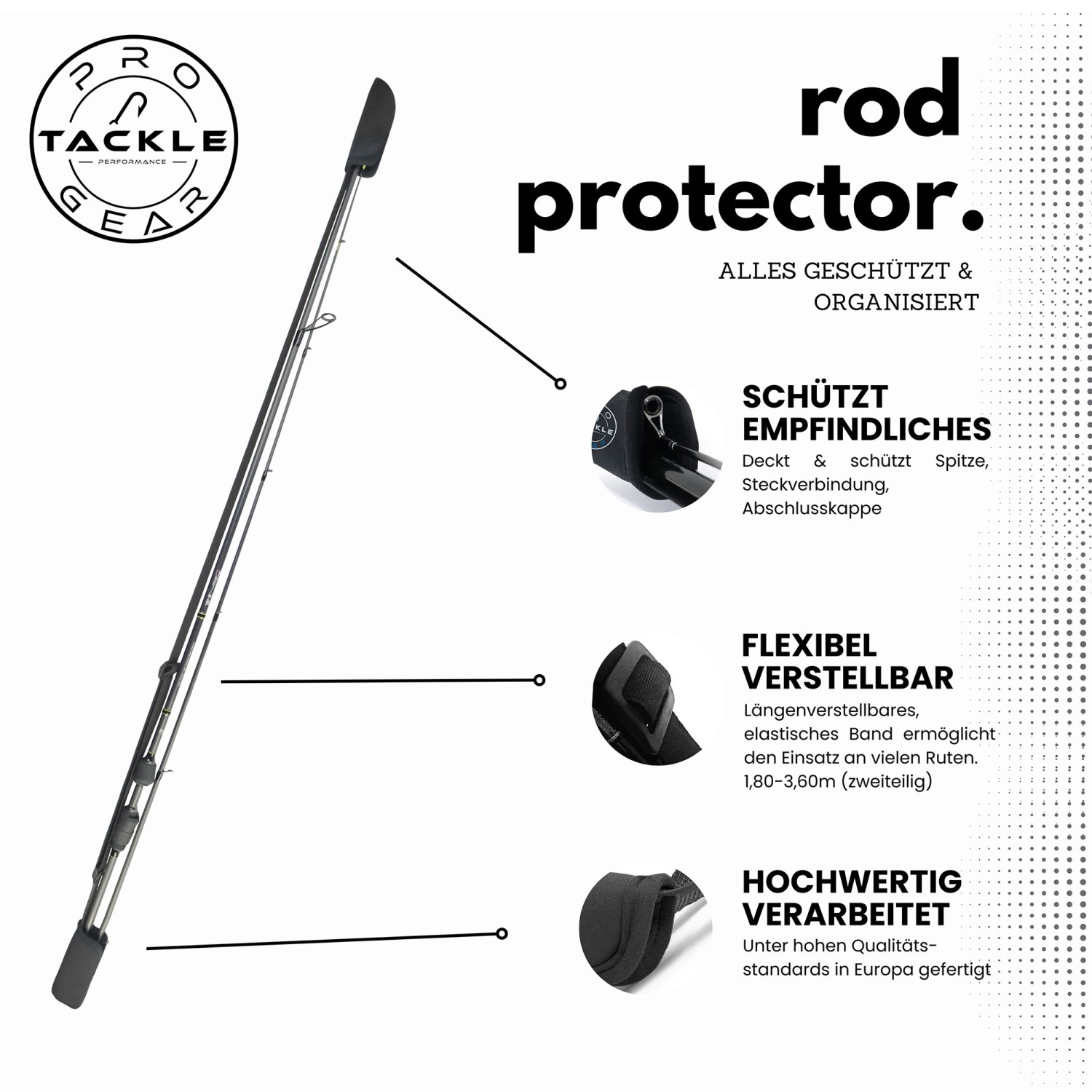 Pro Tackle Rod Protector Rutenschutz 70-125cm Rutentransport Rutensocke