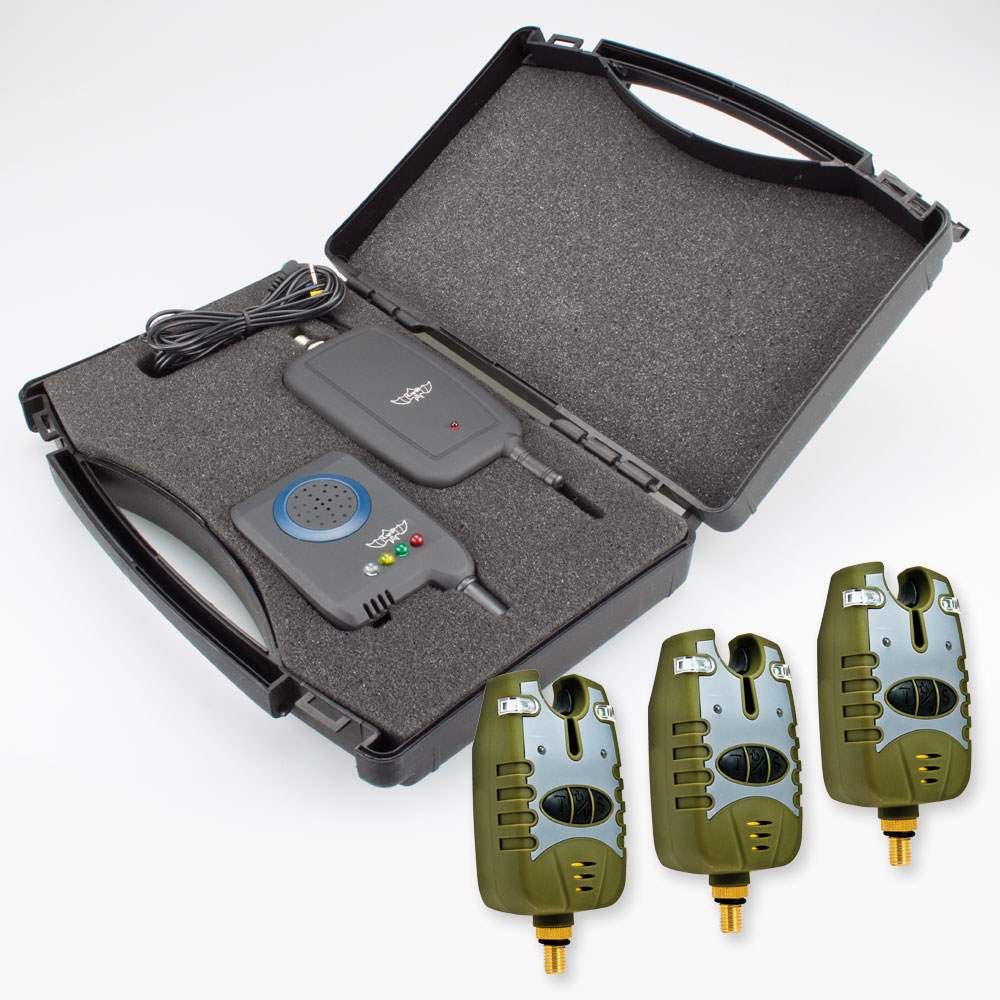 Funk Bissanzeiger Set Hy-Tec System 3+1 Beißalarm Angeln Bissmelder