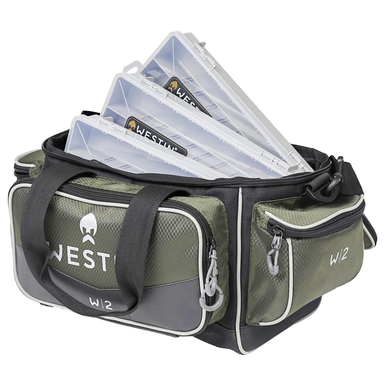 Westin W3 Lure Bag Plus – Borsa Porta Esche Con Scomparto Frigo – 4 Scatole Incluse – Small Nera/grigia