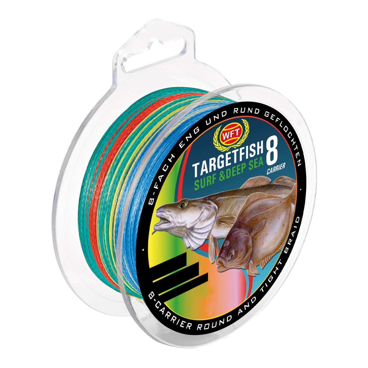 0,08EUR//m WFT Angelschnur Target Fish 8 Surf DeepSea multicolor 300m 0,25mm