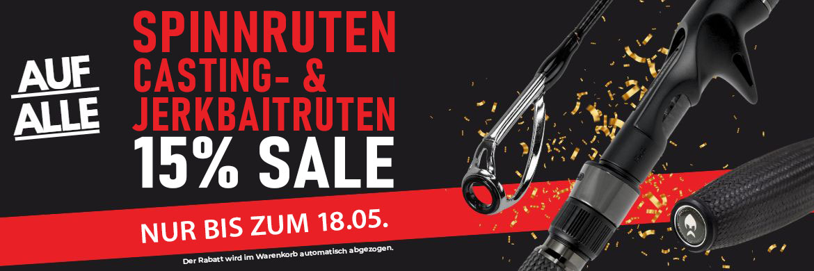 15 % Rabatt auf Spinn- und Castingruten