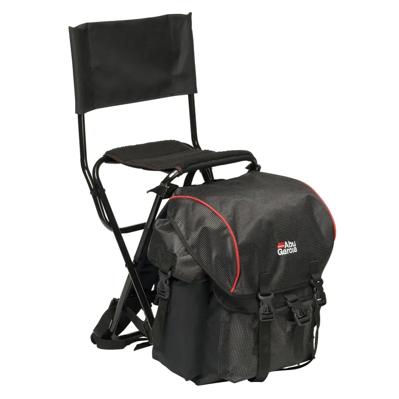 ABU Garcia Rucksackstuhl Standard mit Rückenlehne 40x50x58cm - black/red