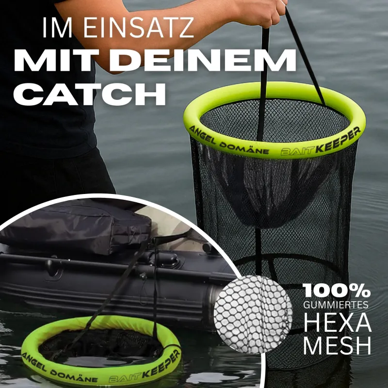 Angel Domäne Bait Keeper Setzkescher gummiert schwarz/gelb