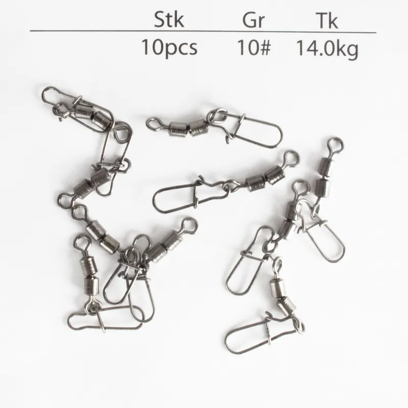 Angel Domäne Doppel Spinner Wirbel mit Snap Gr.10 - TK14kg - 10Stück