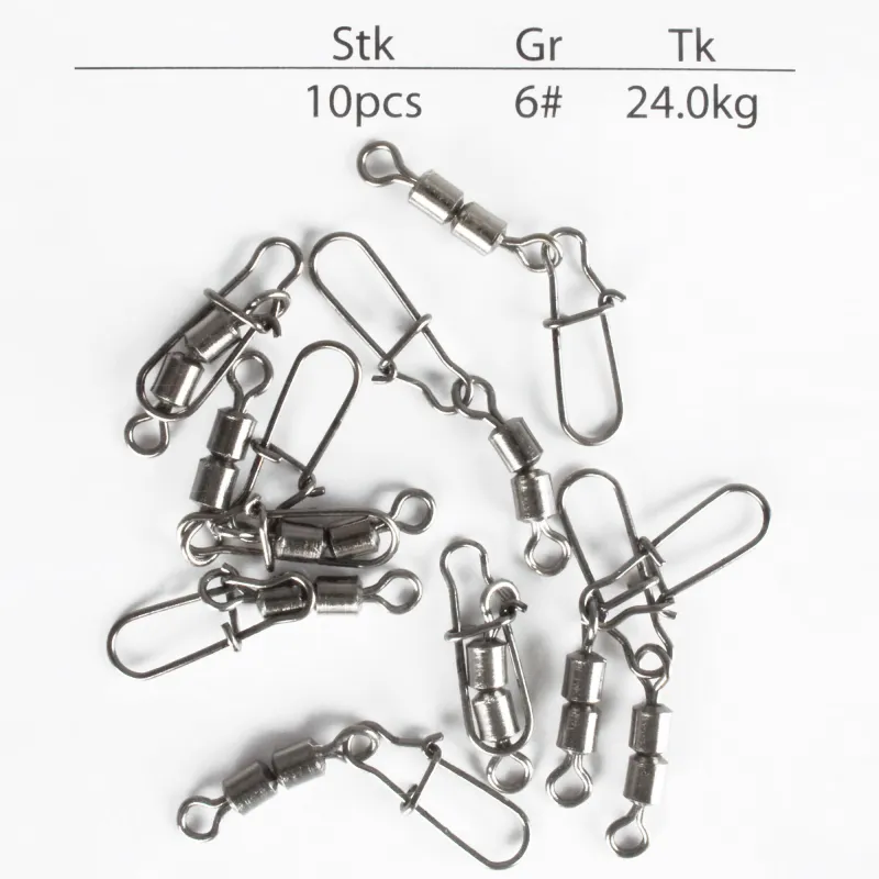 Angel Domäne Doppel Spinner Wirbel mit Snap Gr.6 - TK24kg - 10Stück