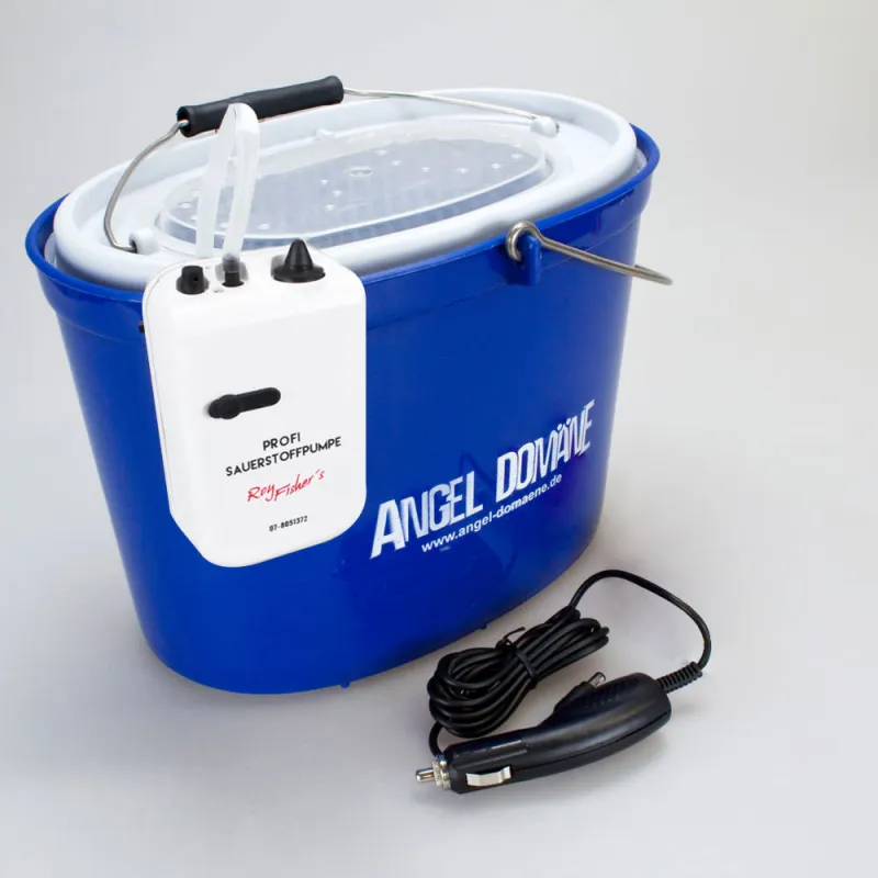 Angel Domäne Köderfischeimer, 7 Liter inkl. Profi Sauerstoffpumpe 1Stück
