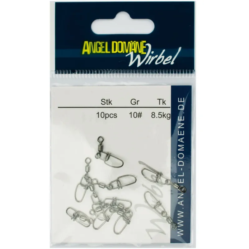 Angel Domäne Power Wirbel mit Cross Lock Snap Snap Gr.10 - TK8,5kg - 10Stück