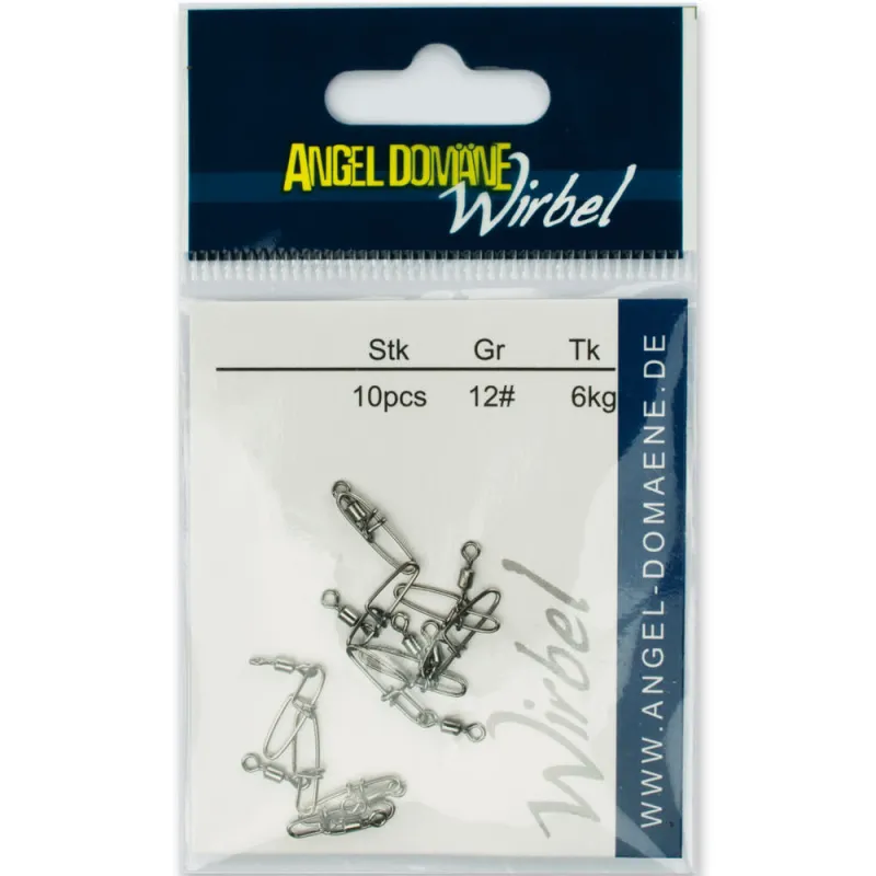 Angel Domäne Power Wirbel mit Cross Lock Snap Snap Gr.12 - TK6,0kg - 10Stück