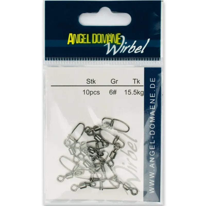 Angel Domäne Power Wirbel mit Cross Lock Snap Snap Gr.6 - TK15,5kg - 10Stück