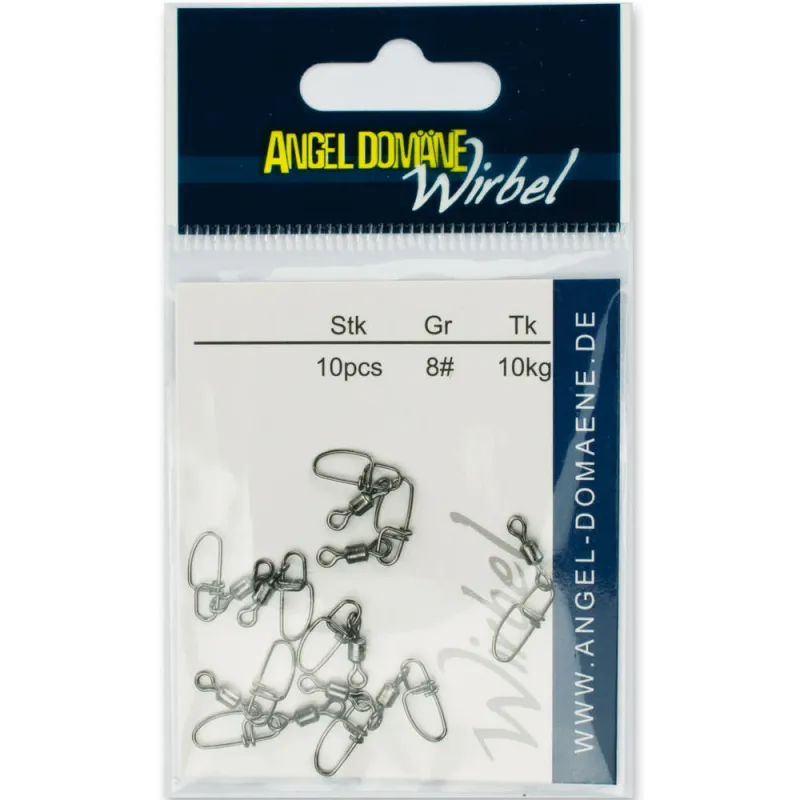 Angel Domäne Power Wirbel mit Cross Lock Snap Snap Gr.8 - TK10,0kg - 10Stück