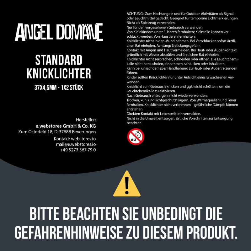 Angel Domäne Standard Knicklichter 37x4,5mm 50x2 Stück 0,37cm - 4,5mm -