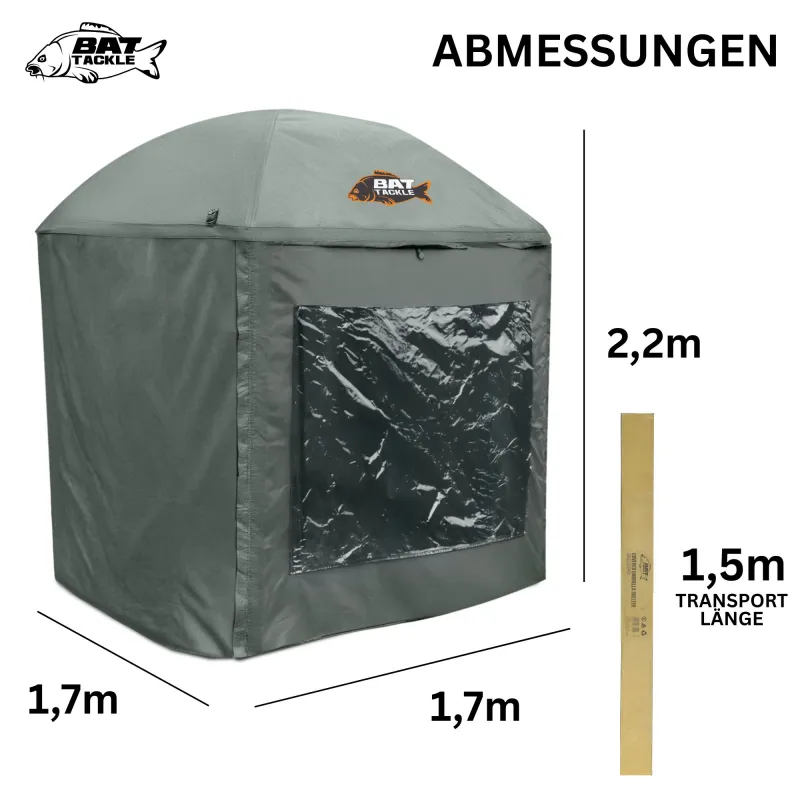BAT-Tackle Covered Umbrella Shelter Grün - 1,7x1,7m - 1 Stück