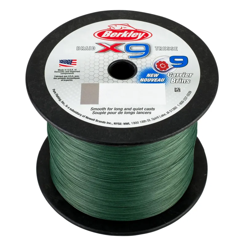 Berkley X9 Braid Low Vis Green 1m von der Großspule TK31,5kg - 0,30mm