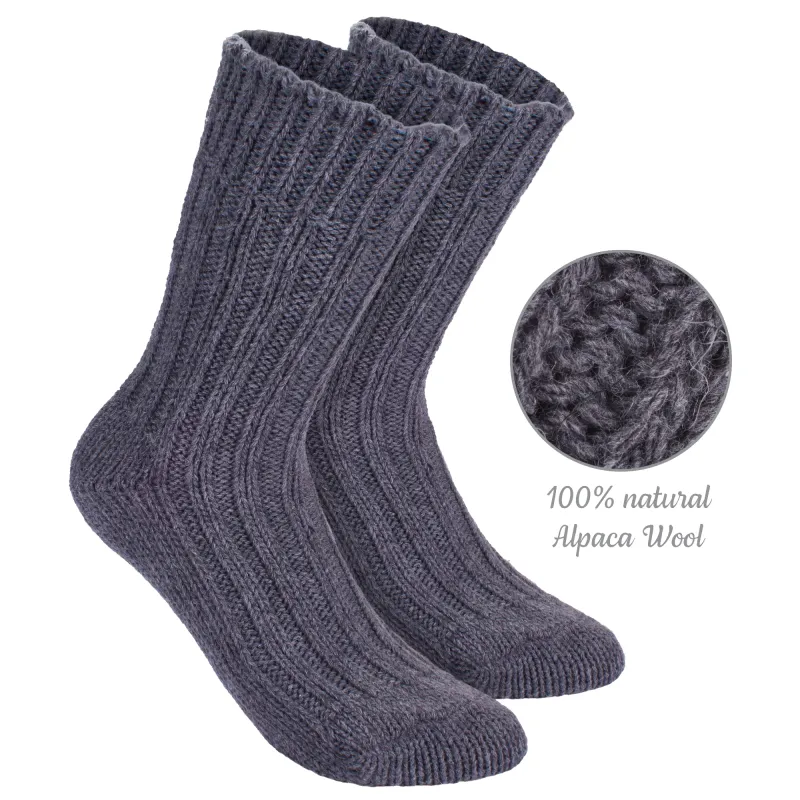 Brubaker 4 Paar Socken aus Alpakawolle – Grau – Größe 39-42