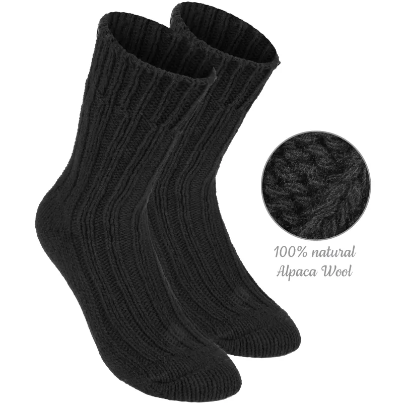 Brubaker 4 Paar Socken aus Alpakawolle – Schwarz – Größe 39-42