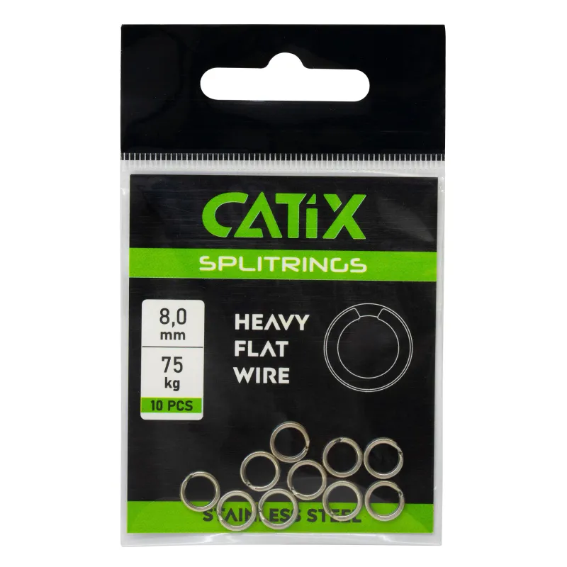 Catix Heavy Flat Wire Splitring Round - 8mm - 75kg - 10Stück