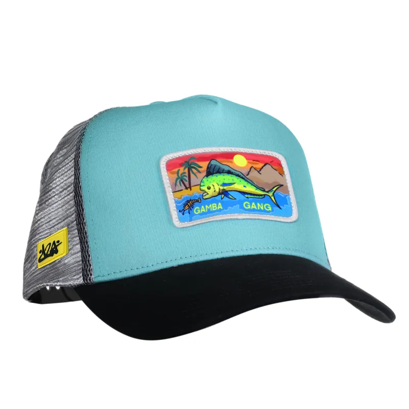Dein Lieblingsangler DLA "Gamba Gang" Trucker Cap türkis/black - uni size