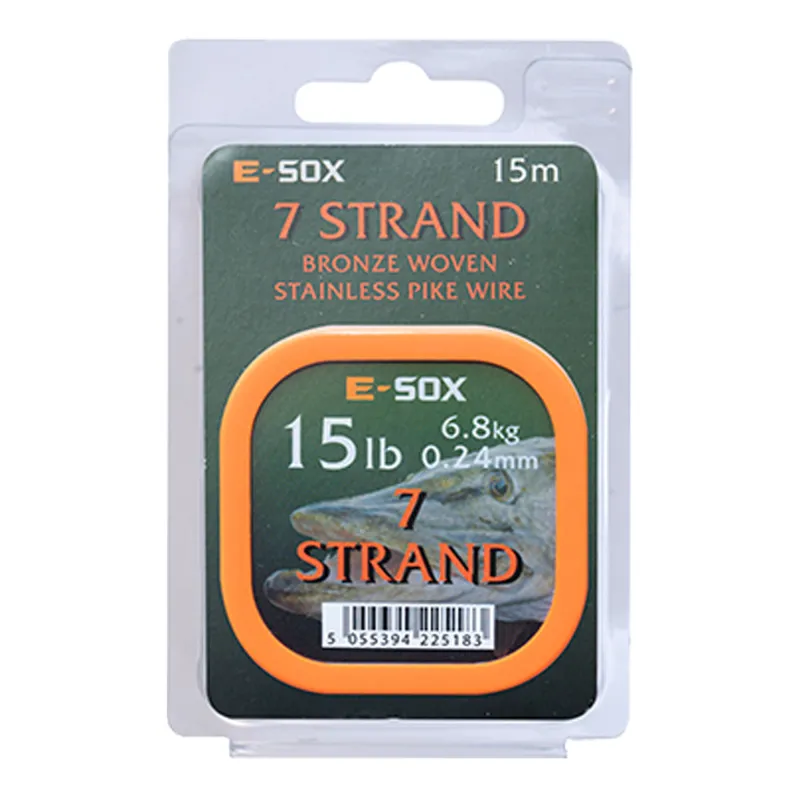 Drennan E-SOX 7-Strand Pike Wire Stahlvorfach 15m, 6,80kg, 15lb, 0,25mm, bronze