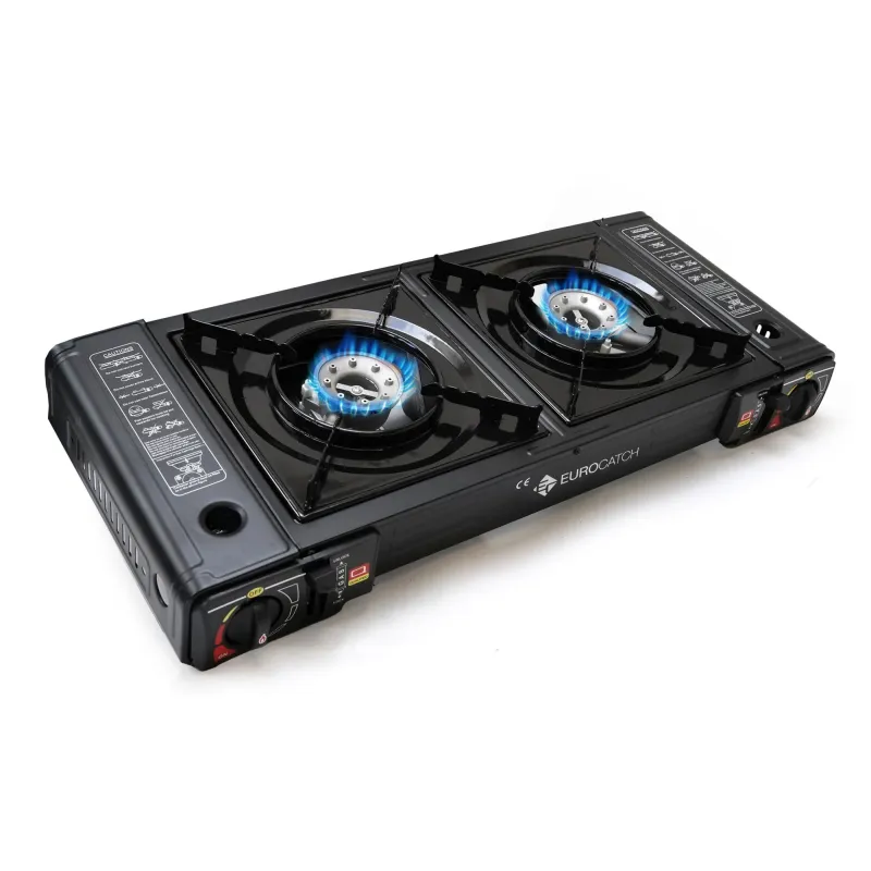 EuroCatch Dual Gas Stove Campingkocher 2 flammig Camping Outdoor Gaskocher Gaskartuschen 2 x 2,3kW