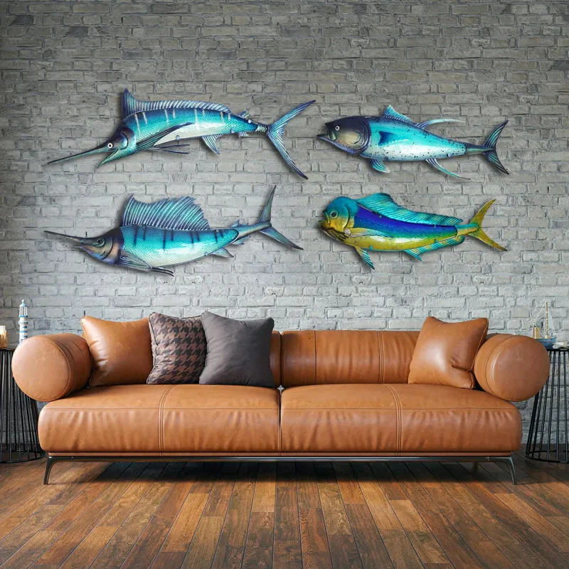 EuroCatch Wanddekoration, 3D-Kunst aus Metall und Glas Segelfisch - 110cm