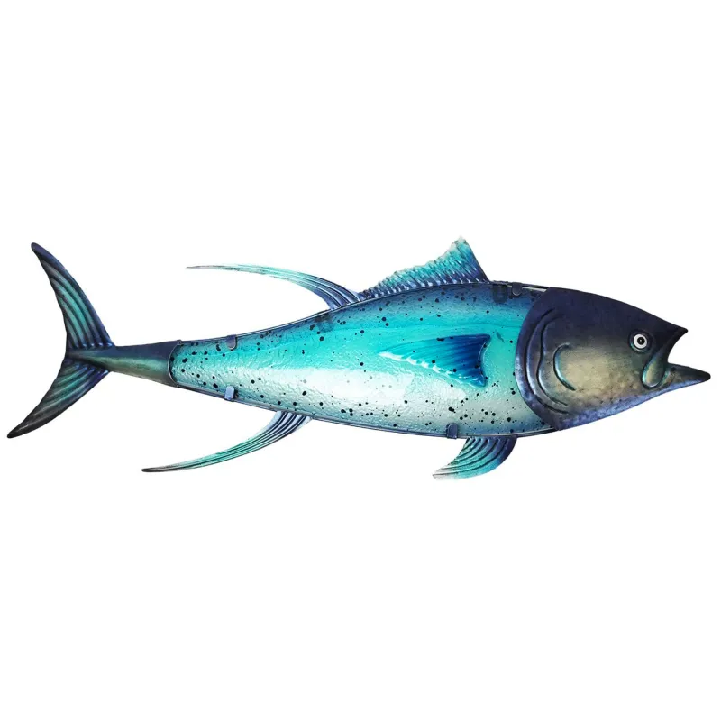 EuroCatch Wanddekoration, 3D-Kunst aus Metall und Glas Thunfisch Motiv - 80 cm