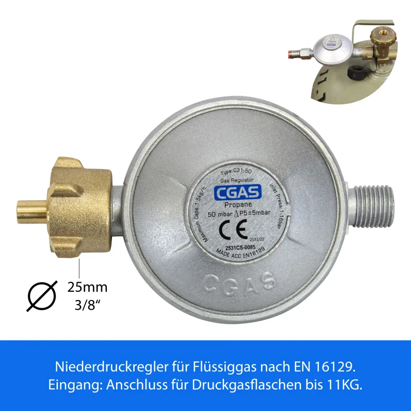 Eversmoke Gasbrenner Maxi 5000 Watt mit Druckminderer und Schlauch