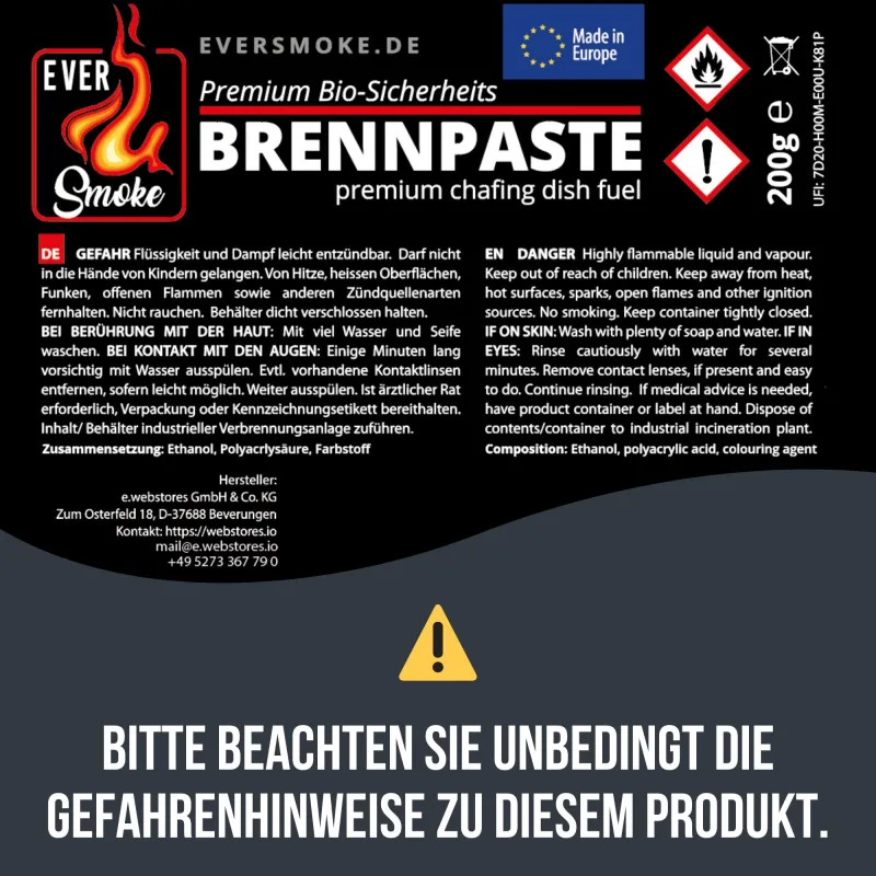 Eversmoke Premium Sicherheits Brennpaste / Brenngel 200g, 48 Stück