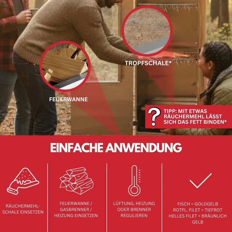 Eversmoke Räucherofen Excellent II Large Start Sichtfenster & Thermometer - 44x28x120cm