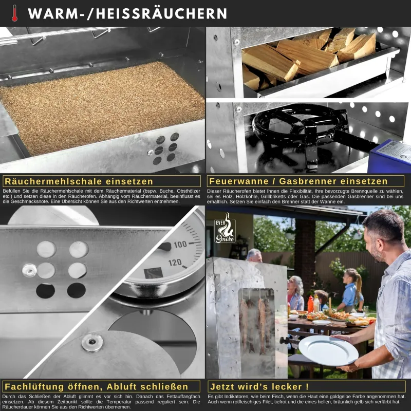 Eversmoke Räucherofen Jumbo 110 Pro inkl. Thermometer 46x28x110cm - 1Stück
