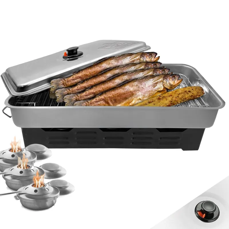 Eversmoke Tischräucherofen Edelstahl Deluxe 55x23x18cm