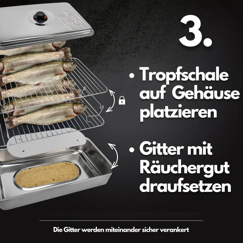 Eversmoke Tischräucherofen Edelstahl Deluxe 55x23x18cm
