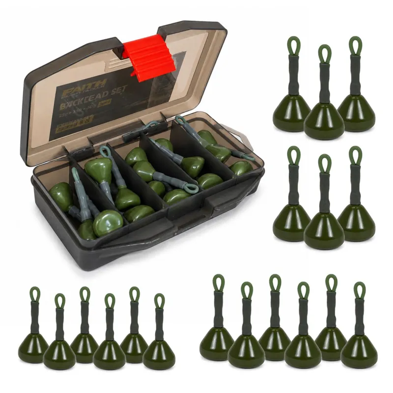 Faith Backlead Complete Set 25,35 & 50g inkl. Tackle Box - 18 Stück