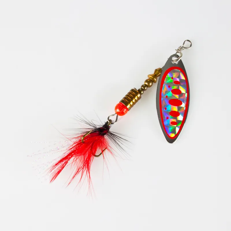 Fishdream Klassischer Spinner Long Blade Heavy mit Feder 8,5cm - silber/rot - 4g - 1Stück