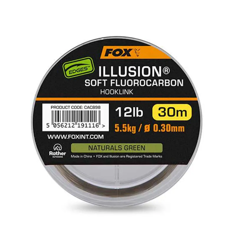 Fox Edges Illusion Soft Fluorocarbon Hooklink 0.30mm - 12lb - 30m - Naturals Green