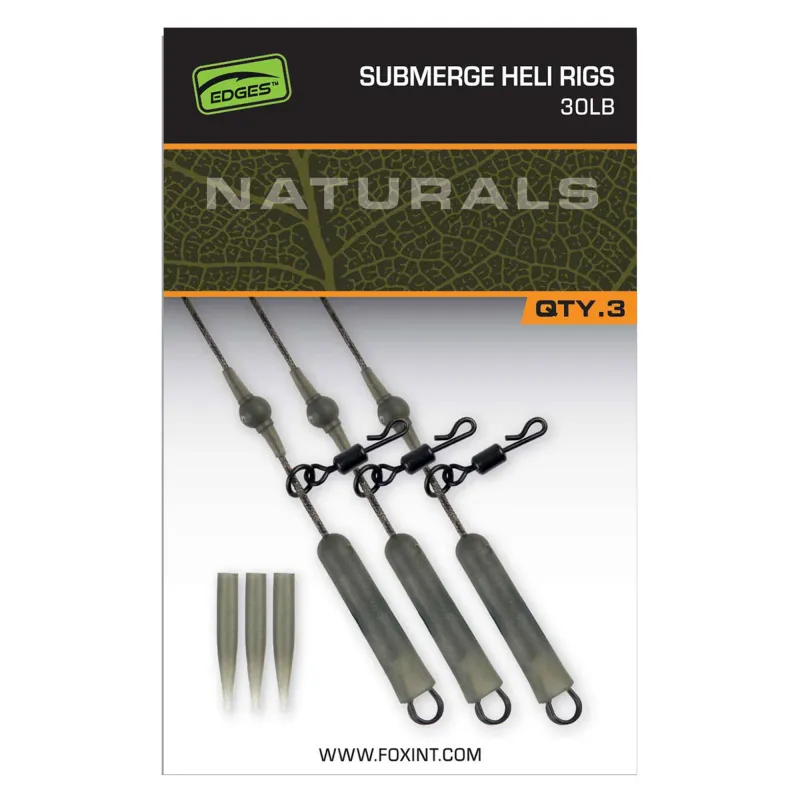 Fox Edges Naturals Submerge Heli Rigs 30lb - 3Stück