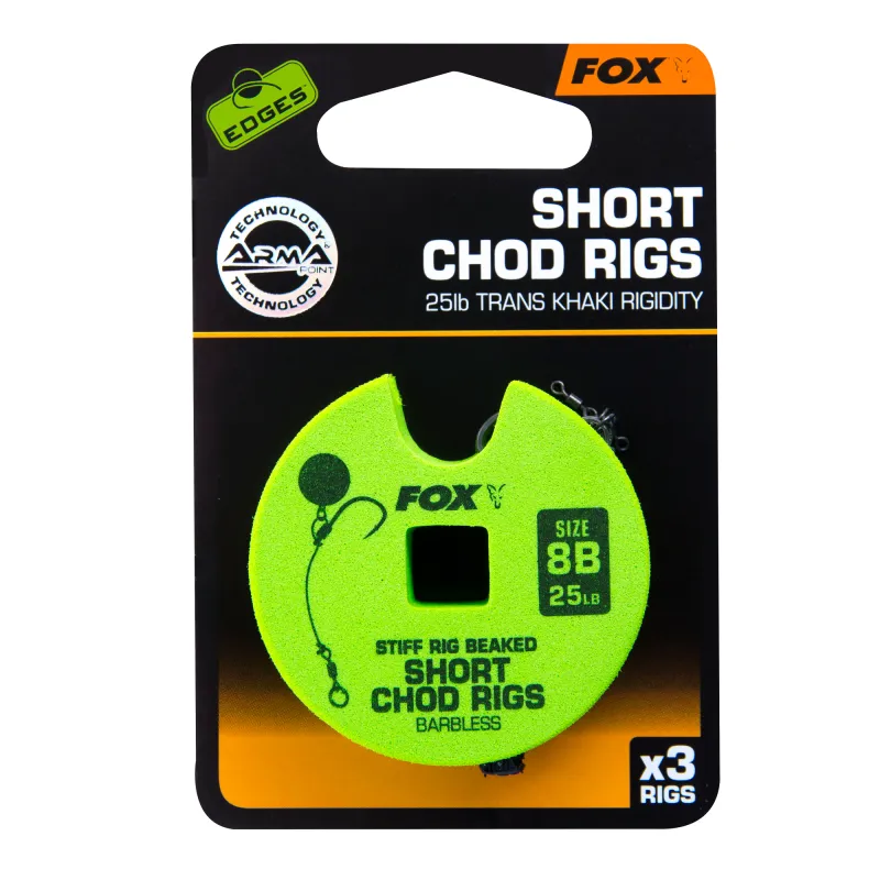 Fox Edges Stiff Short Chod Rig (Barbless) - Gr.8 - TK25lbs - 3Stück