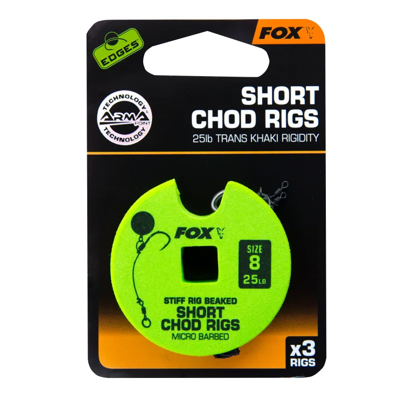 Fox Edges Stiff Short Chod Rig - Gr.8 - TK25lbs - 3Stück