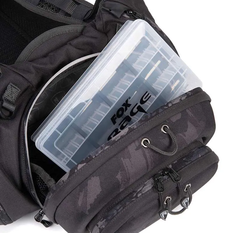 Fox Rage Camo Voyager Chest Pack Front:38x17x23cm Back:31x7x30cm+ 2 Tackle Boxes
