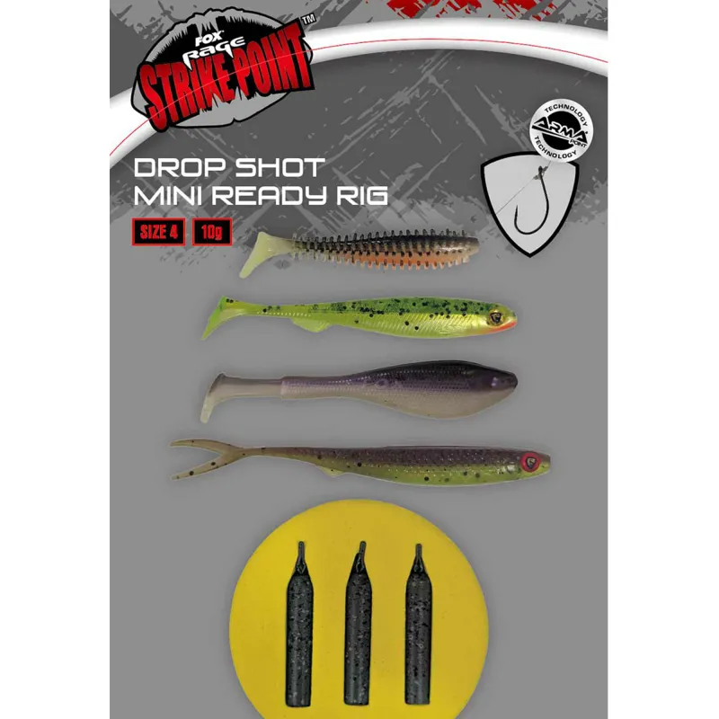 Fox Rage Drop Shot Ready Rigs Size 4 - Mini - 5 Stück