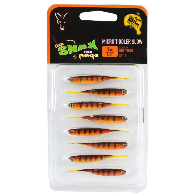 Fox Rage Micro Tiddler Slow 5cm - Hot Tiger UV - 8 Stück