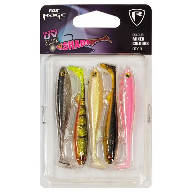 Fox Rage Slick Shad UV Mixed Colour Pack I 9,0cm - 5 Stück