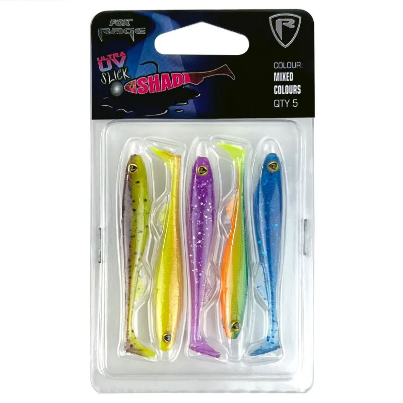 Fox Rage Slick Shad UV Mixed Colour Pack II 9,0cm - 5 Stück