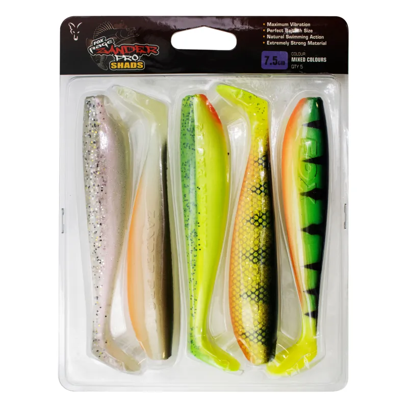 Fox Rage Zander Pro Shad Mixed Colour Pack 7,5cm - mix - 5Stück